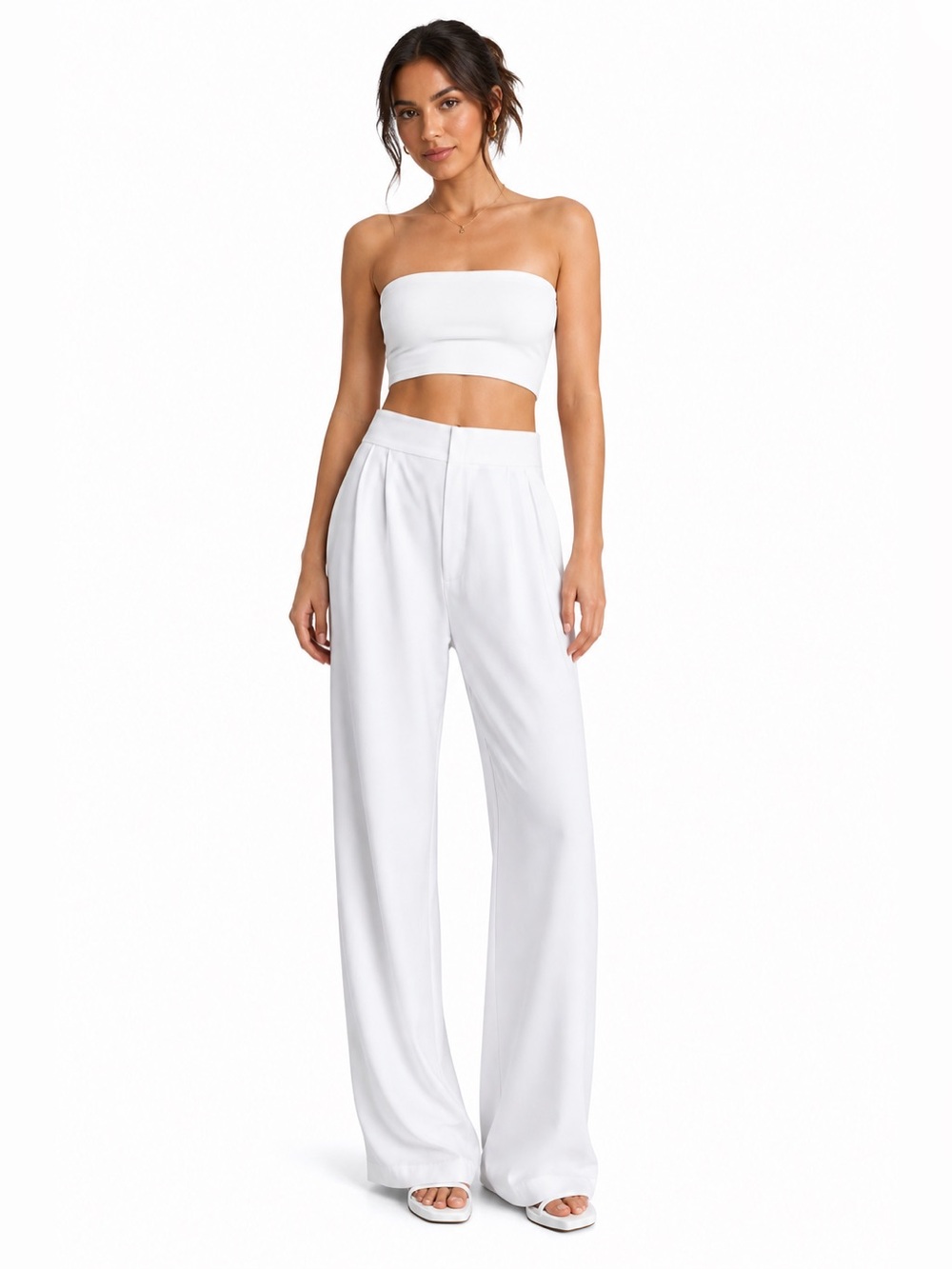 Steve Madden Isabella Wide Leg Linen Blend Pants High Waist Pleated Size S